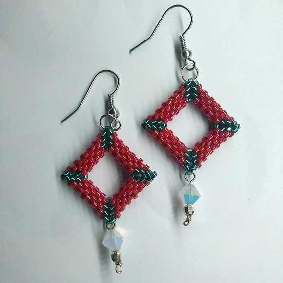 Hand Crafted Jewelry - JRW Handmade Swarovski Christmas Beaded Earrings